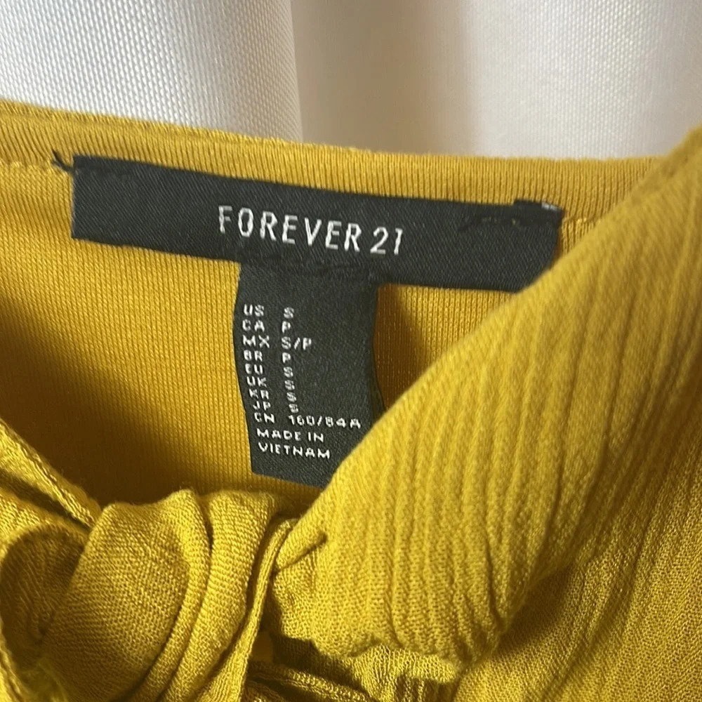 Forever 21 Mustard Yellow Tie Front Maxi Dress Small - Picture 6 of 12